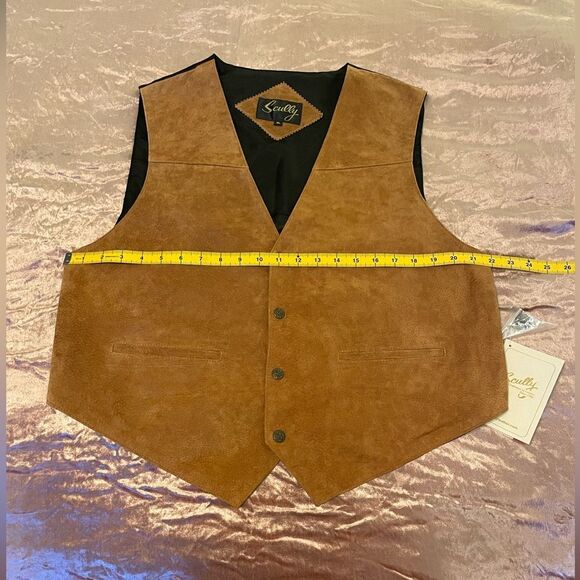 Men’s Brown suede western vest with snap buttons - Picture 9 of 10